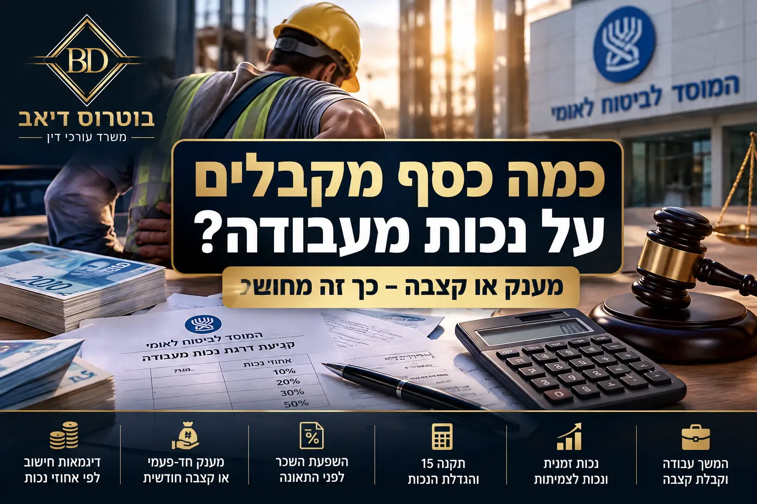 כמה כסף מקבלים על נכות מעבודה – חישוב מענק וקצבה מביטוח לאומי
